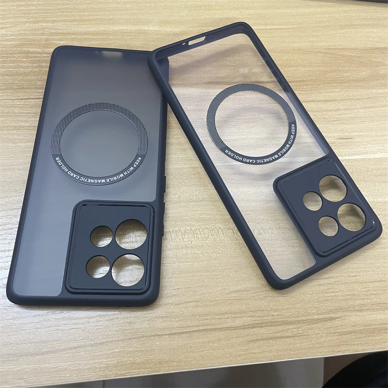 Clear Matte Frosted Magnetic Car Phone Case with Lens Protection