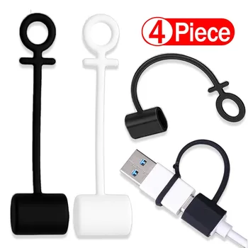 1-4pcs Universal Silicone Anti Lost Protection Lanyard Accessories Cable Converter Strap Tether for Lightning Type C Micro USB 1