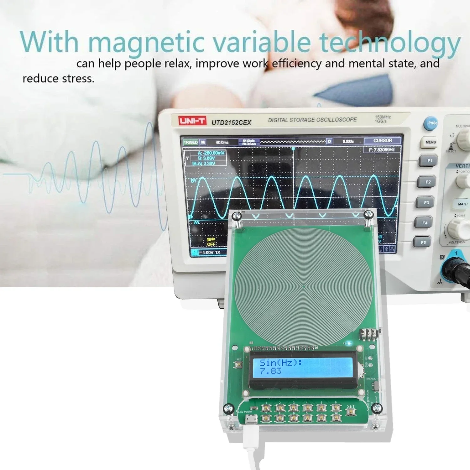 Signal generator waves resonance generator 7.83Hz Schumann Waves Resonance Generator Adjustable 0.01Hz~100000Hz Ultralow Frequency Pulse Audio Resonator Type-C Interface