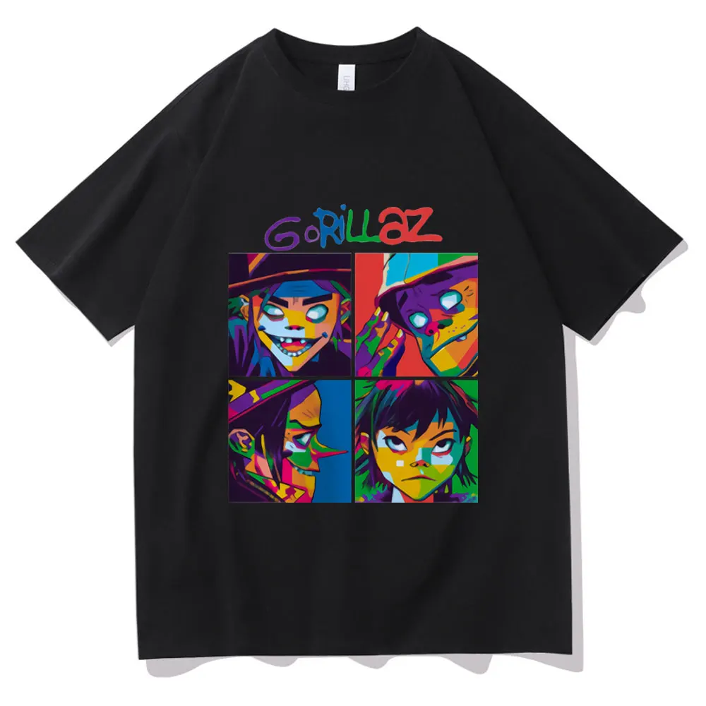 Футболка Gorillaz мужская с принтом музыкальной группы удобная черная футболка