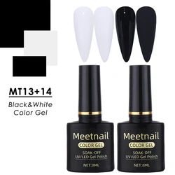 Dual Shade Black & White Nail Gel Polish Set - 8ml Semi - Permanent Soak - Off UV LED Varnish for DIY Glamorous Manicures (MT13 - 14)