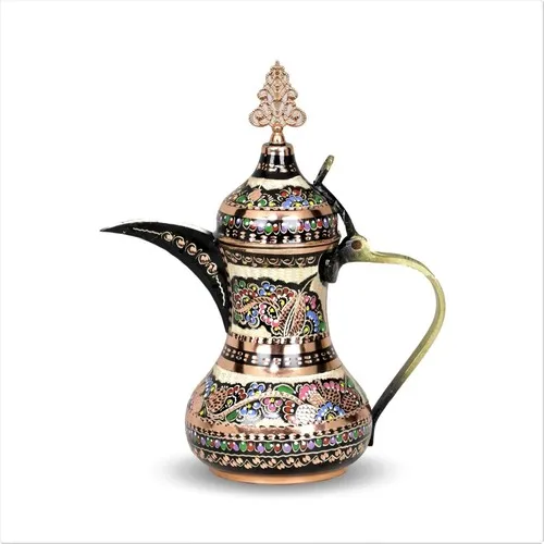 

Sonay Copper Art Rose Flower Mırra Medium Size Copper Arabic Teapot Milk Pot 700 ml