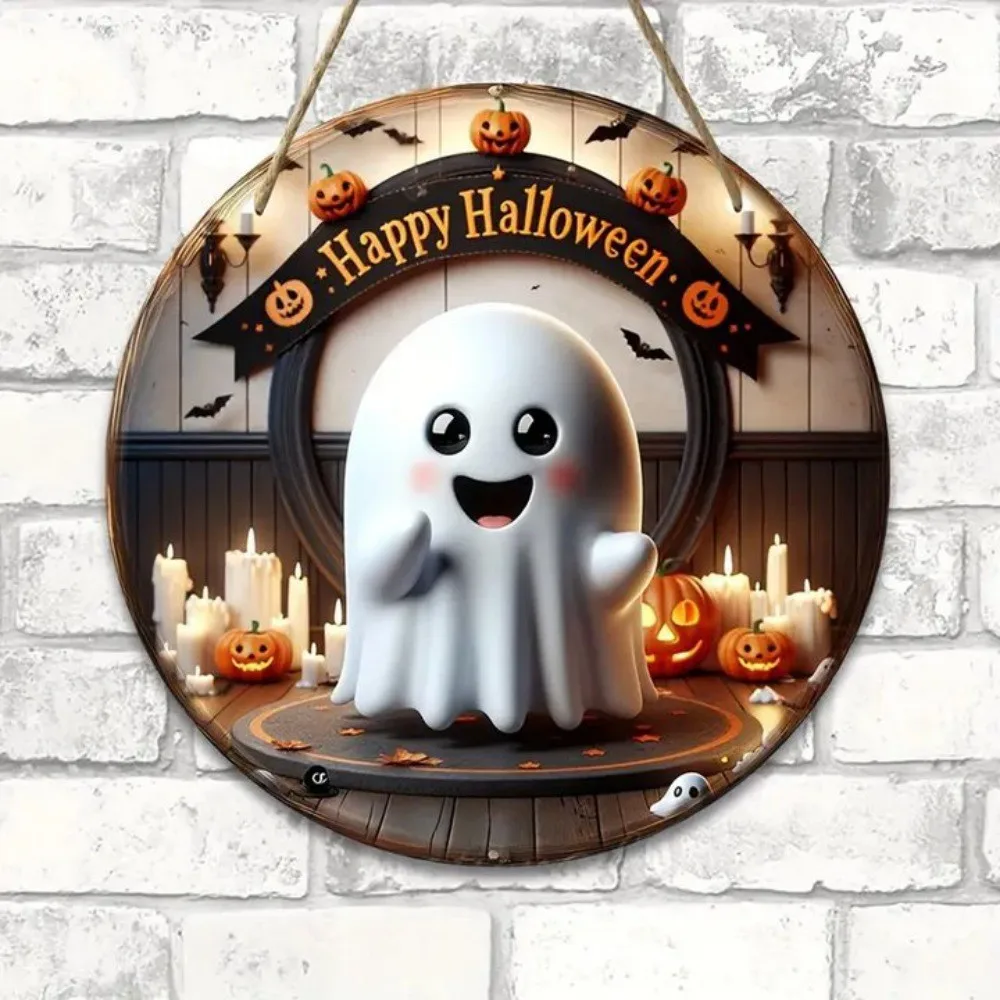 1 x 2D-Halloween-Party-Thema, Holzschild, Dekoration für Zuhause, Tür/Wandbehang – Kürbis-Hexe-Fledermaus-Designs, Dekorationen – Detail 26