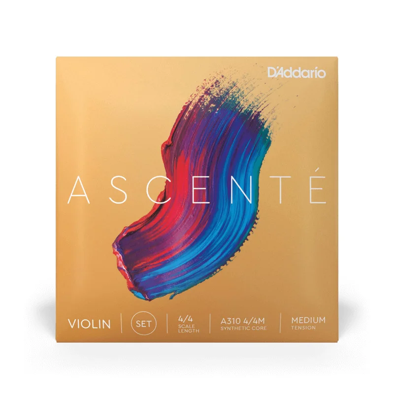 

D'Addario ASCENTÉ Violin Strings E A D G Set 4/4-1/4, Synthetic Core Tin Carbon Steel E, Medium Ball End Envelope Packing (A310)