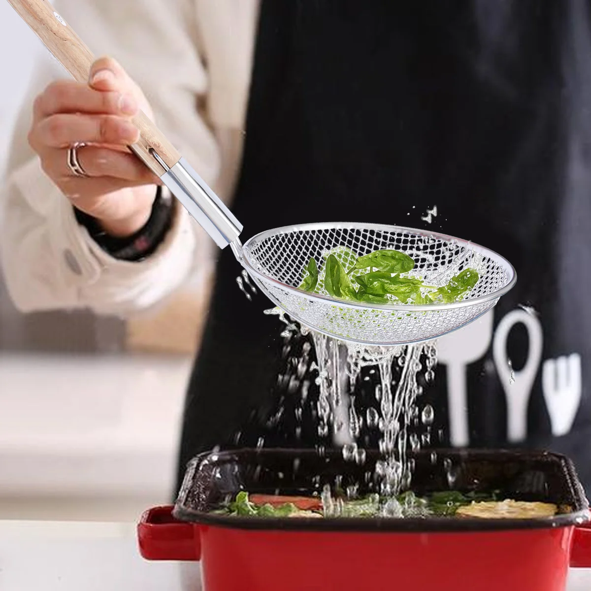 

Noodles Strainer Stainless Steel Skimmer Chip Fryers French Fries Metal Spoons Fine Mesh
