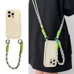 Crossbody Necklace Strap Lanyard Phone Case with Fall Protection and Soft Cover for 7 8 SE 2020 (White)
