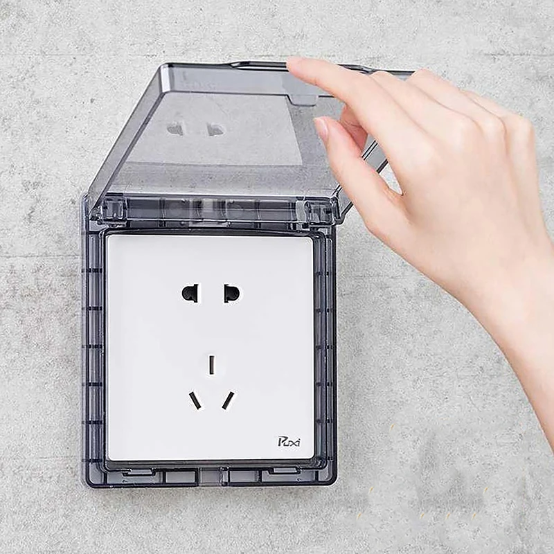Description Picture 3 of item86Type Self-Adhesive Thicken Wall Socket Waterproof Box Electric Plug Cover Bathroom Wall Switch Plastic Cover Socket Protection
