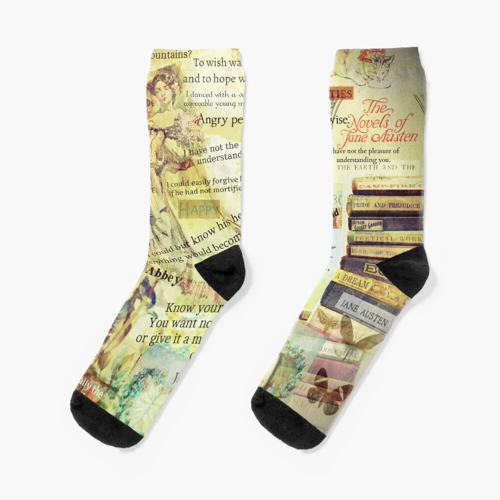 Jane Austen quotes Socks heated anti-slip Lots colored Man Socks Women's citizen jane summer is in town 1 cd