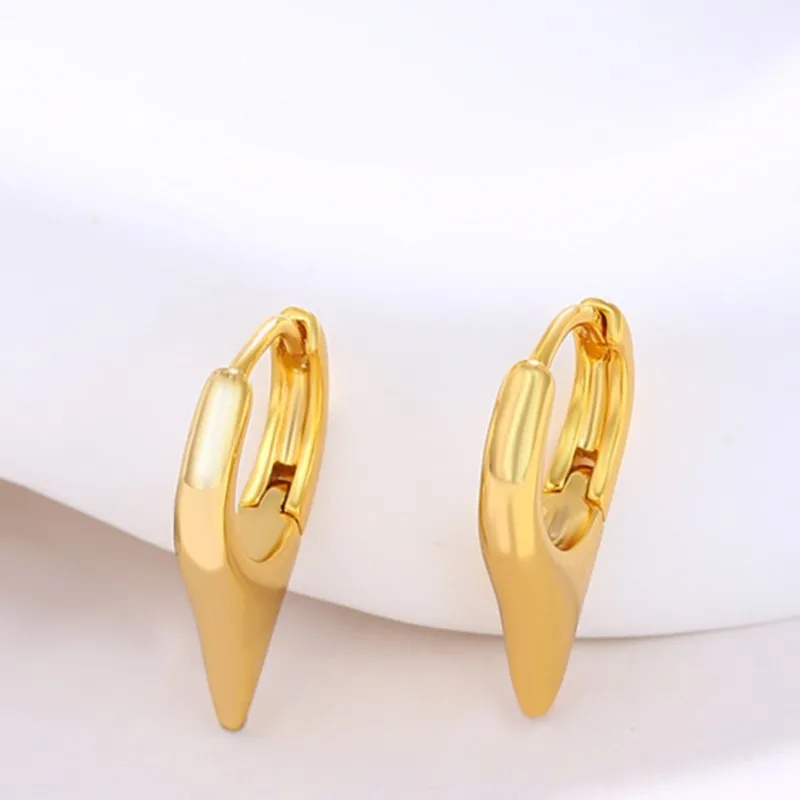 24K Gold Color Smooth Geometric Hoop Earrings for Women Irregular Huggies Jewelry Gift Pulseras Mujer