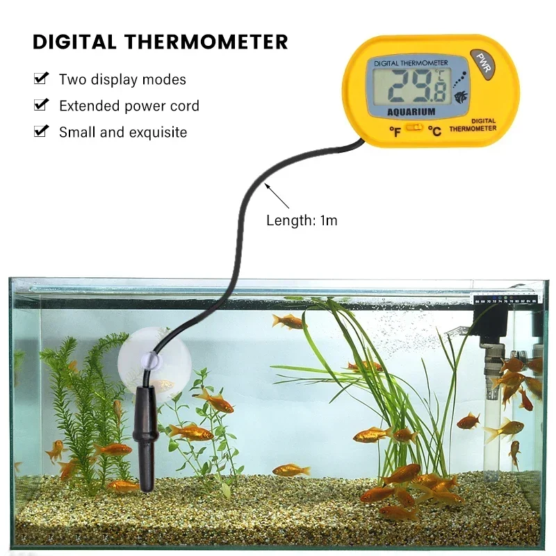 

Pet Fish Digital Tool Water Aquatic Detector Supplies Thermometer Alarm Meter Temp Temperature Aquarium LCD Tank