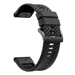 Carbon Fiber Textured Silicone Strap, Quickfit Band 26mm & 22mm - 26mm QuickFit (Solid Black)