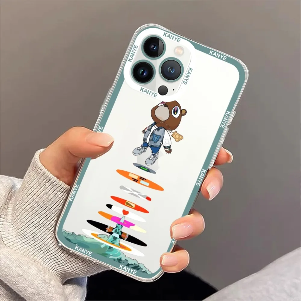 thumbnail image 1 of Funda de teléfono rapero Kanye West para iPhone 11 12 Mini 13 14 15 Pro Max carcasa transparente, 1 of 5