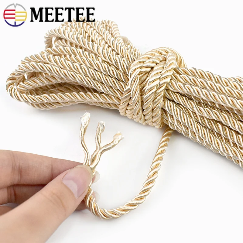 10-50M 5mm 3가닥 꼬임 로프 컬러 나일론 코드 장식 로프 드로스트링 벨트 땋은 공예 코드 DIY 바느질 액세서리