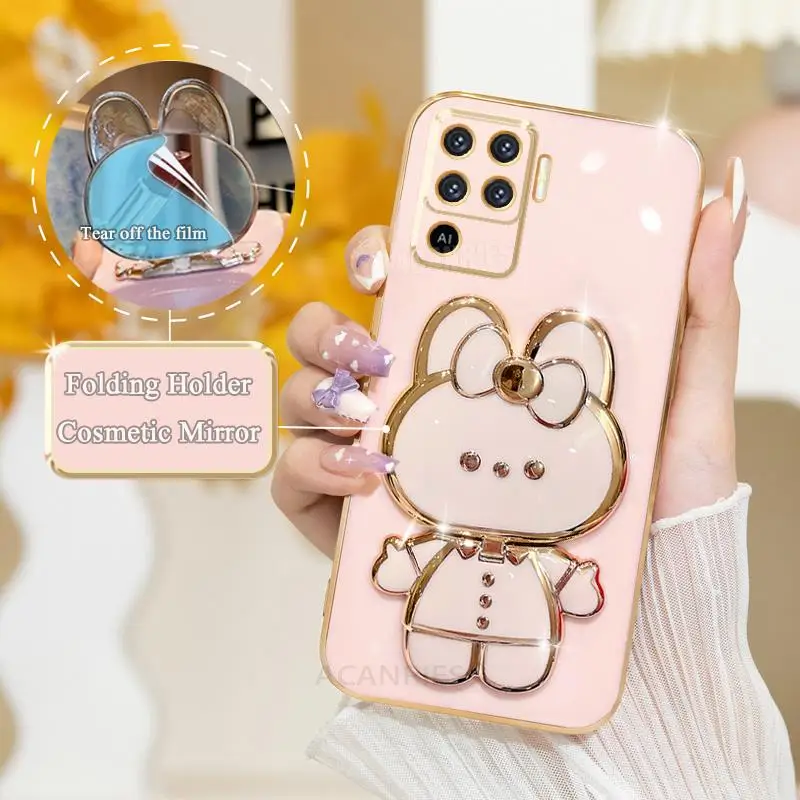 Luxury Plating Mirror Holder Case with Silicone Stand