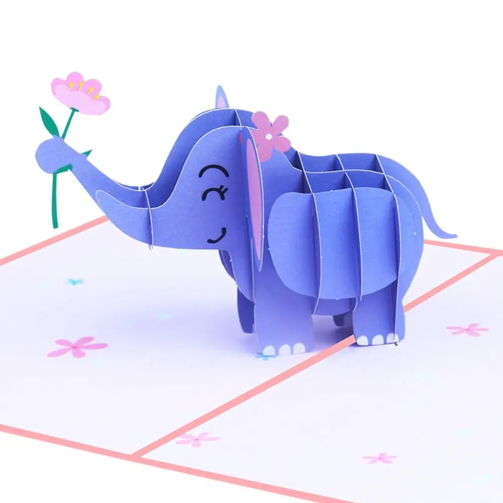 3D Pop Up Thank You Card for Mothers Day Elephant Baby Valentine Wedding Invitation Happy Birthday Gift Postcard greeting cards