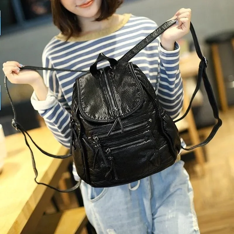 2024 New Korean Style Fashionable Drawstring Bucket Backpack for Women, Made ofSoft  Soft Leather, Large Capacity