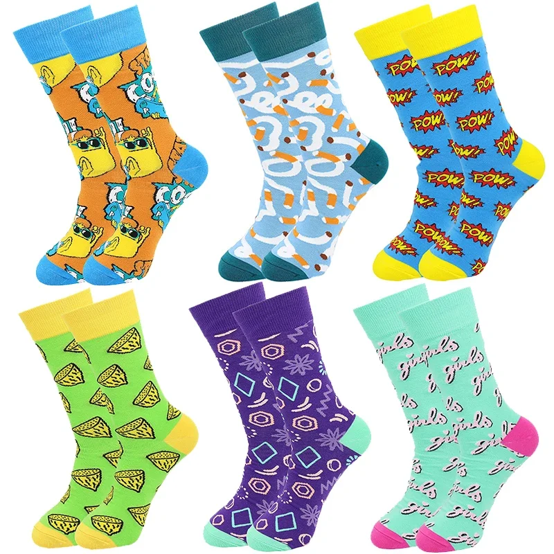 

1Pairs New High Quality Combed Cotton Men Socks Women Happy Fashion Novelty Skateboard Crew Casual Funny Socks for Men