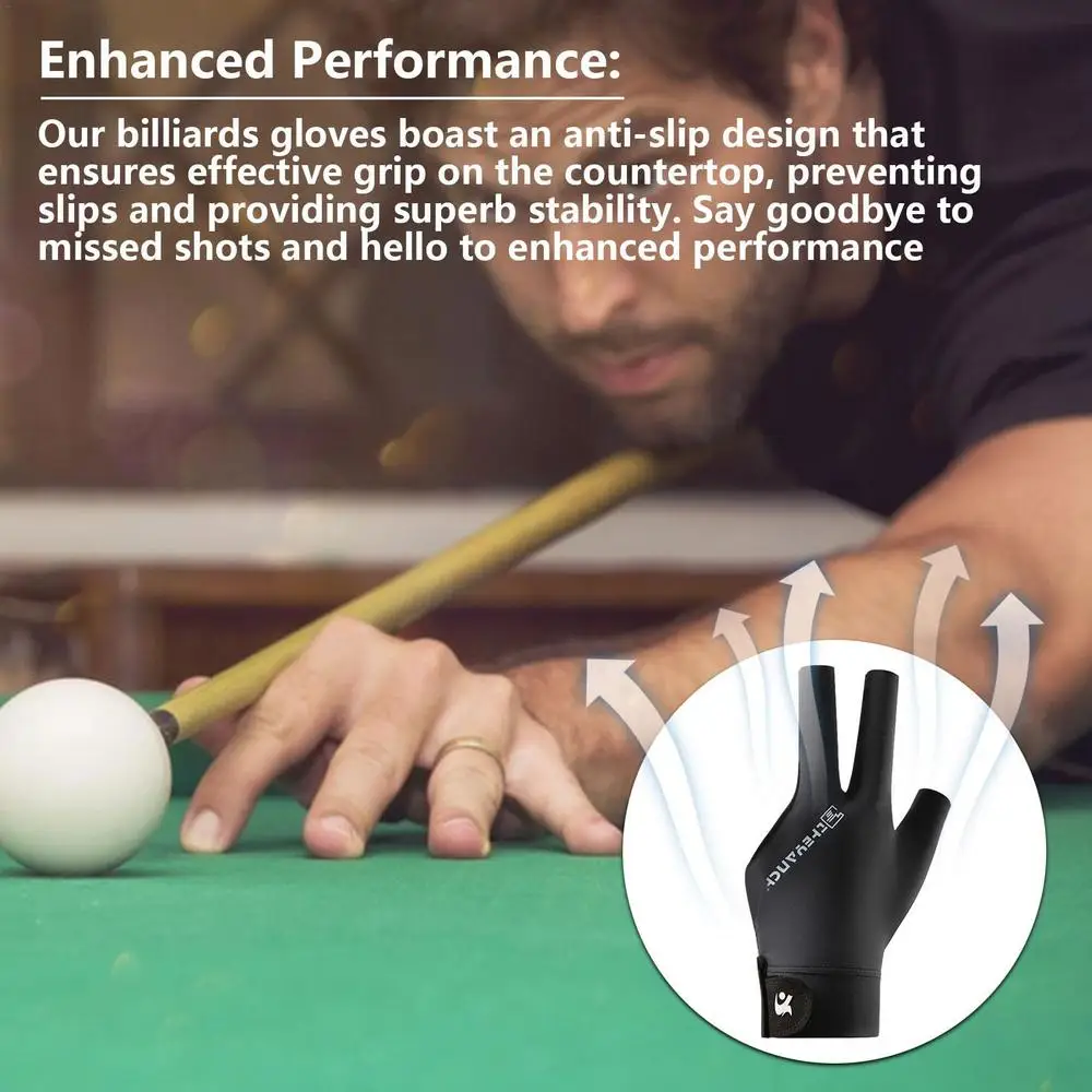 Description Picture 3 of item1PCS Three Fingers Snooker Glove Elasticity Left Right Hand Billiard Glove Anti Skid Spandex Training Glove Fitness Accessories