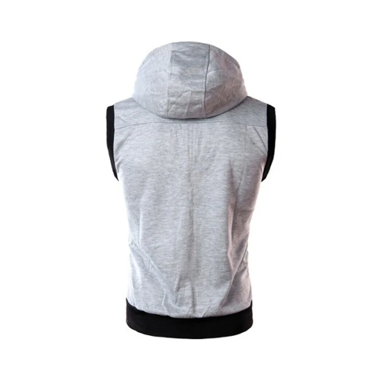 2023 Men's Coats Hooded Tank Tops Sleeveless Vest Solid Casual Hoodie Pocket Sweater Vest Zipper Coat Men Vest Jackets