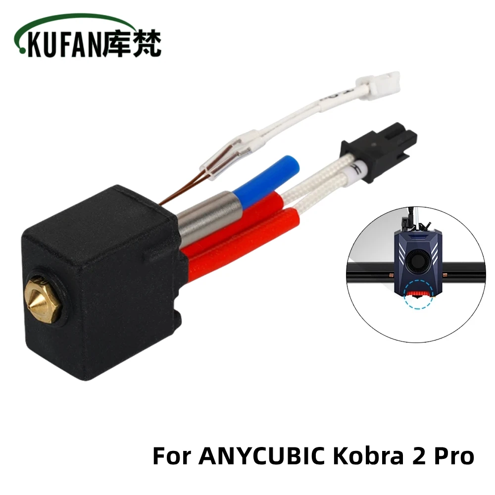 For ANYCUBIC Kobra 2 Pro Hotend Set 24V 60W Cartridge Heater Extruder Head Brass Nozzle for Kobra 2 Neo/Max/Plus 3D Printer hzdadeve anycub hot end print head kit 24v 60w cartridge heater is suitable for kobra 2 3d printer parts