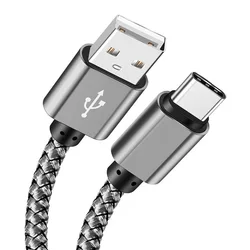 High - Speed Nylon Braided USB A to Type C Charging Cable - 1M/2M/3M Durable Fast Charger - 3m (Black)