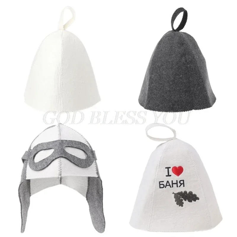 

Wool Felt Sauna Hat Anti Heat Russian Banya Cap For Bath House Head Protection Drop Shipping