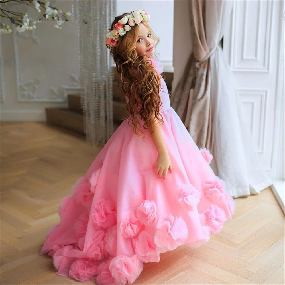 Flower Wedding Party Dress Puffy Tulle Wedding Party Dress for Girl Pretty Girl Dress First Communion Dress 3