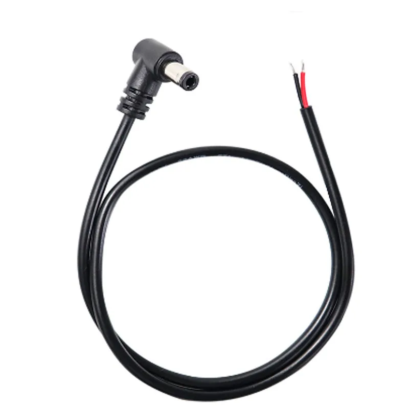 Stripped DC Power Connector L-Shaped 5.5mm 2.1mm 2.5mm Male Right Angle DC Power Cable For 5050 LED Strip Light CCTV Camera