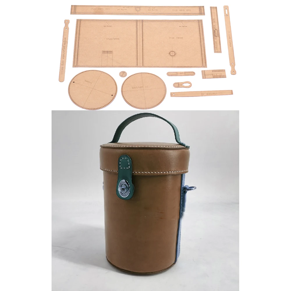 Diy Leather craft small bucket shoulder bag sewing pattern 12.5x18cm 500gsm kraft paper template