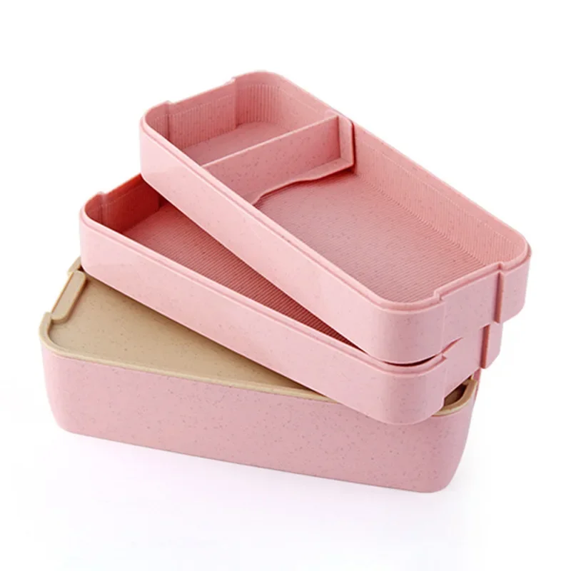 900ml Healthy Material Lunch Box 3 Layer Wheat Straw Bento Boxes Microwave Dinnerware Food Storage Container Lunchbox 3
