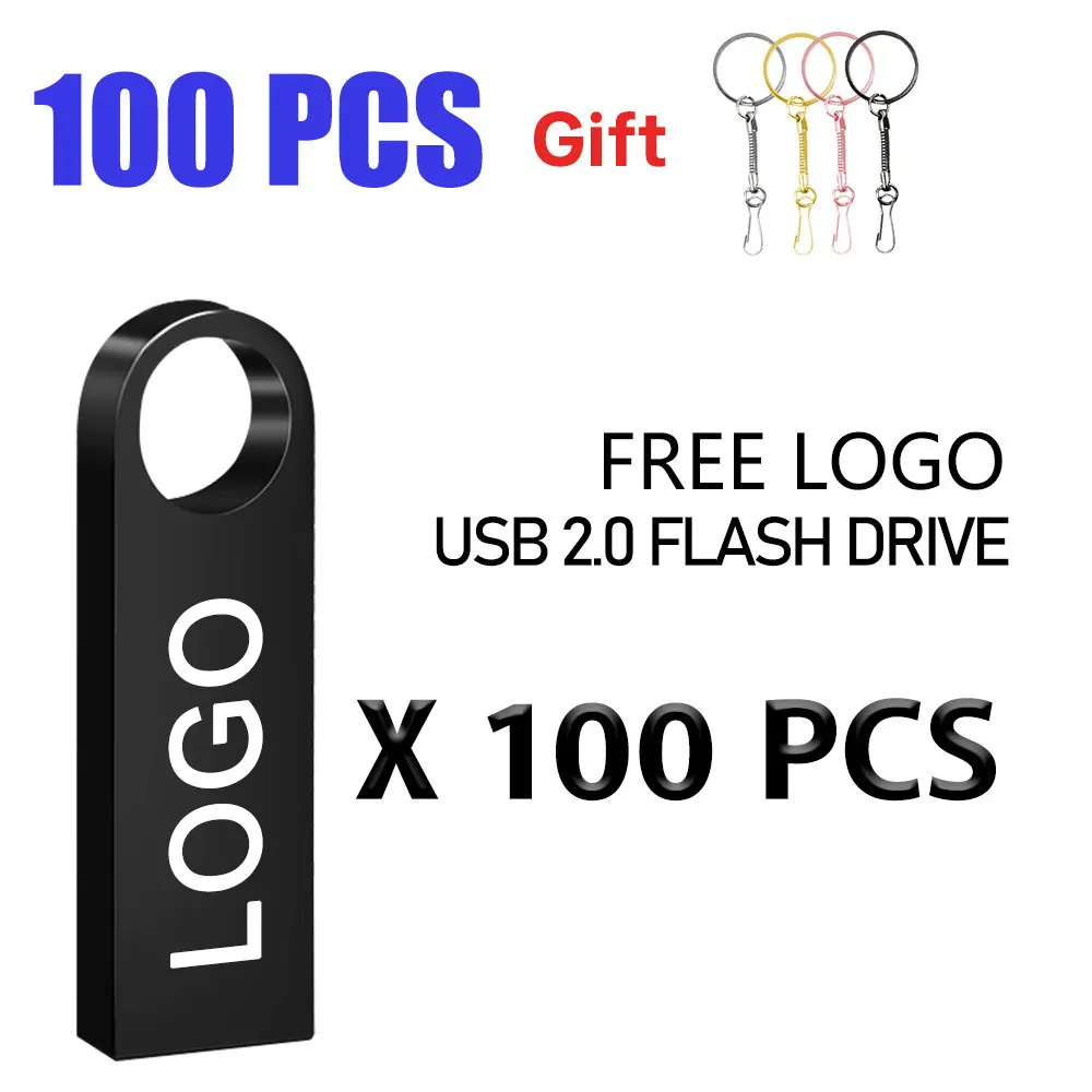 

USB флеш-накопитель с бесплатным логотипом на заказ, 100 шт., 2 ГБ, 4 ГБ, 8 ГБ, 2,0, высокоскоростной флеш-накопитель, 16 ГБ, 32 ГБ, 64 ГБ, флешка, металлические usb-накопители с ключом