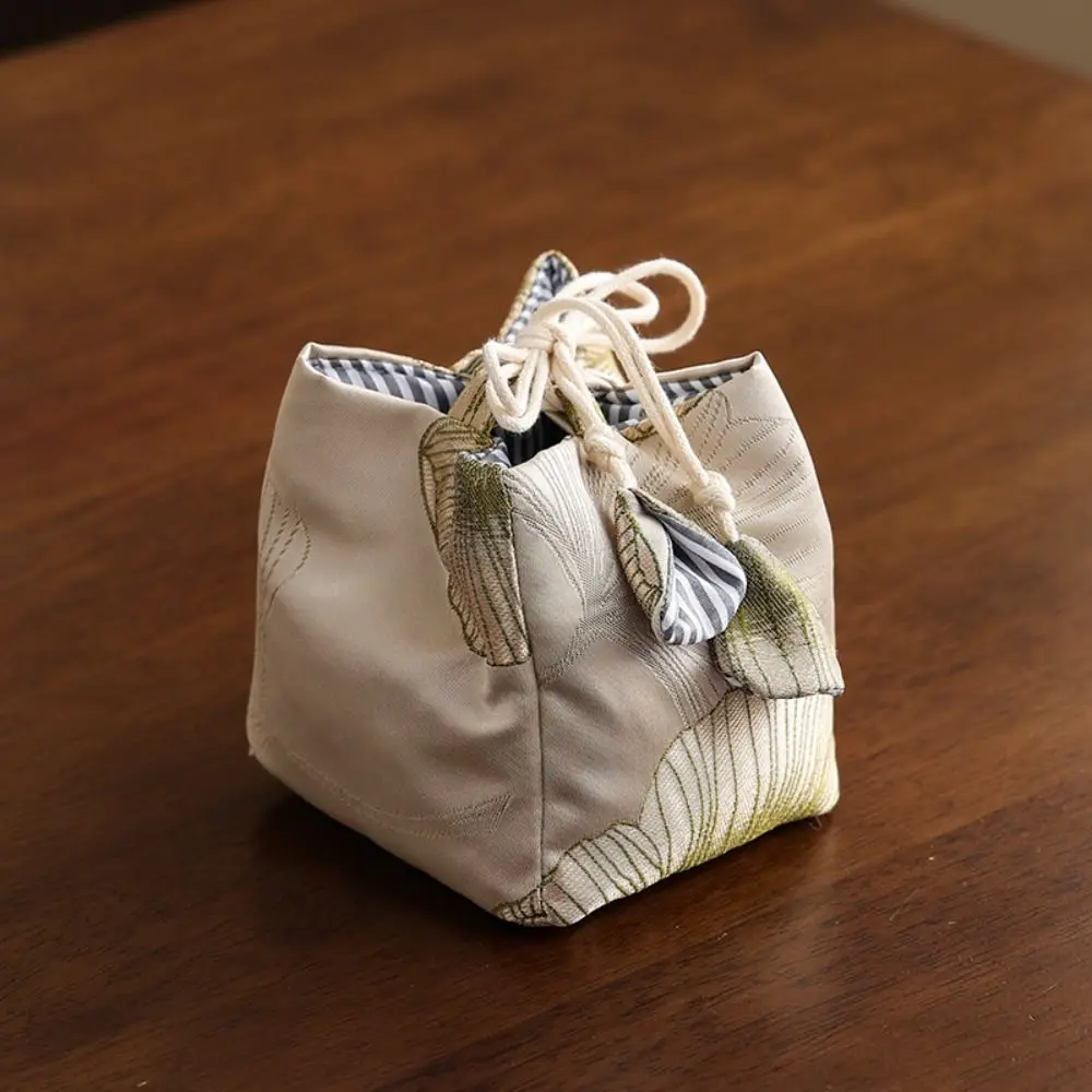 Chinese Style Teacup Drawstring Cloth Pouch Print Portable Teaware Storage Bag Multifunctional Breakage-proof 4