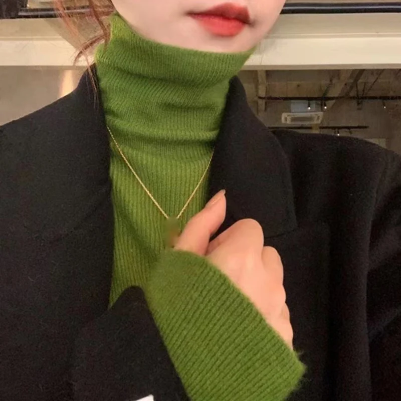 بلوفر نسائي سادة محبوك بأكمام طويلة ، سترات شتوية...