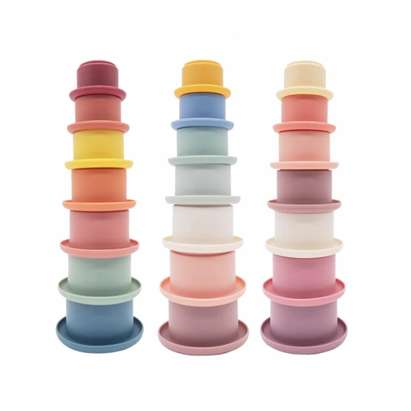 

2022 Baby Stacking Cup Toys Interactive Stacking Music Kids Silicone Baby Educational Toys for Toddler Infant Birthday Gift