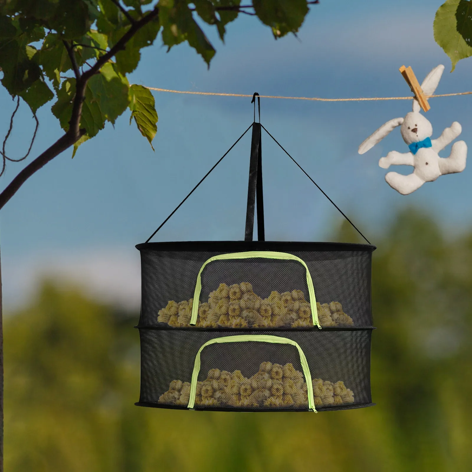 Multifunctional Portable Foldable Muti-layer Hanging Drying Net for Dry Goods Vegetable Fruit Herbs Clothing Non-toxic Polyester 2