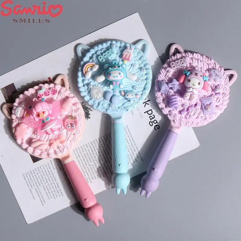 

Sanrio Diy Handmade Mirror Kuromi Cinnamoroll Portable Cosmetic Mirror Self-Adhesive Mirror Creative and Interesting Souptoys