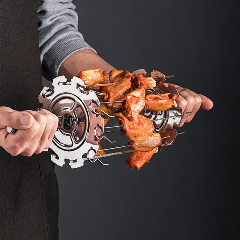 Oven Grill Cage Stainless Steel Rotating Meat Skewer Kebab Maker Machine for Air Fryer Lamb BBQ bbq grilling accessories kebab maker