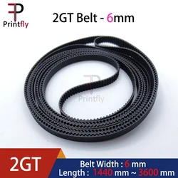 Printfly 2GT 2M GT2 Timing belt Pitch length 1440/1474/1500/1512/1520~2220/2270/2500/3000/3230/3600MM Width 6mm Rubber closed