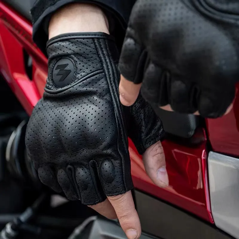 오토바이 손가락없는 장갑 액세서리, 염소 가죽 반 손가락 장갑, 모토크로스 Gant Moto Guantes Moto Verano