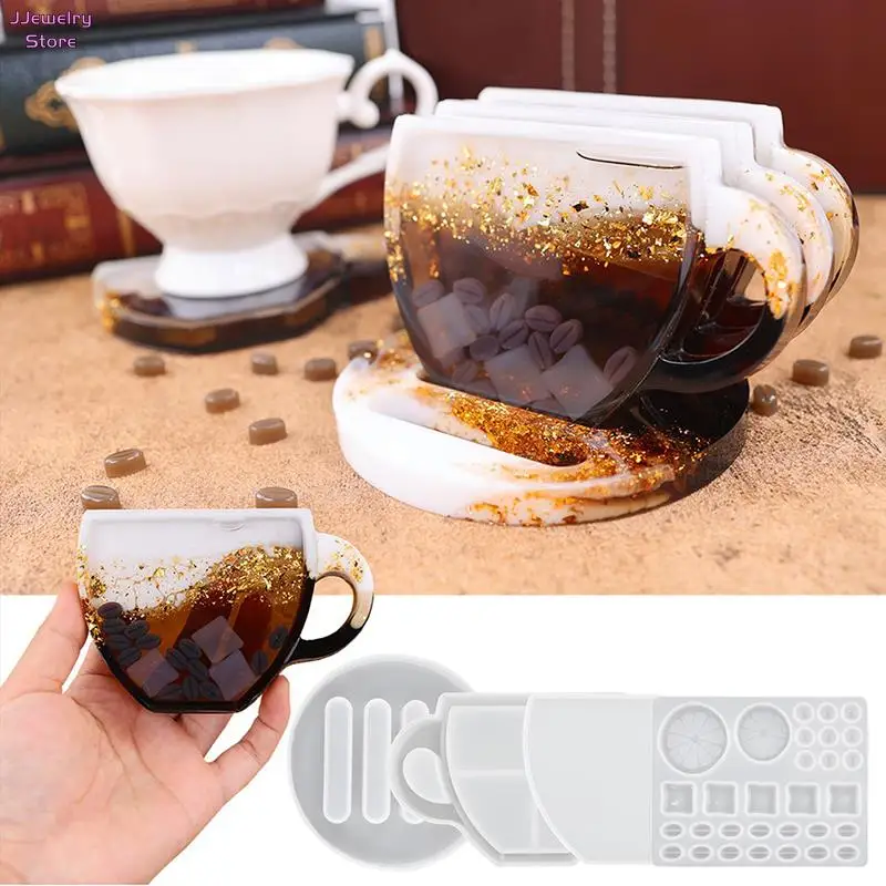 

1x DIY Crystal Epoxy Resin Mold Quicksand Oiled Coffee Coaster Summer Lemon Coaster Mirror Silicone Mold