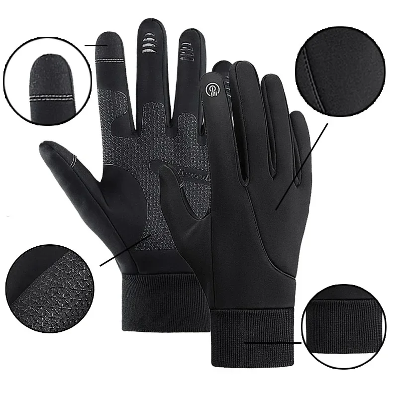 Kyncilor Winter Cycling Gloves Full Finger Windproof Waterproof Bike Gloves Touch Screen Bicycle Thermal Warm Sport Glove