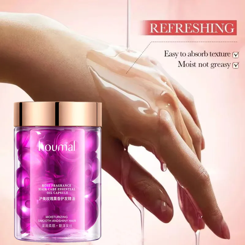 Hair Essence Oil Rose Essential Oil Capsules Supple Dry Hair Keratin Plant Complex Oil Dry Damaged Hair Repair Female Care Essence