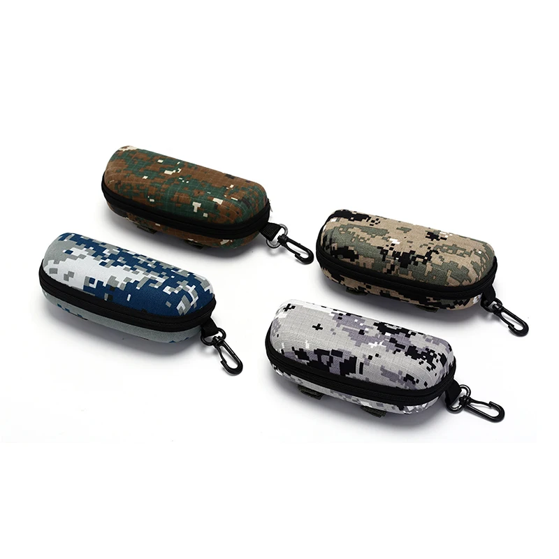 Portable Sunglasses Box EVA Glasses Case Tactical Camo Molle Eyewear Holder with Buckle EDC Pouch Storage Bag for Outdoor Sports