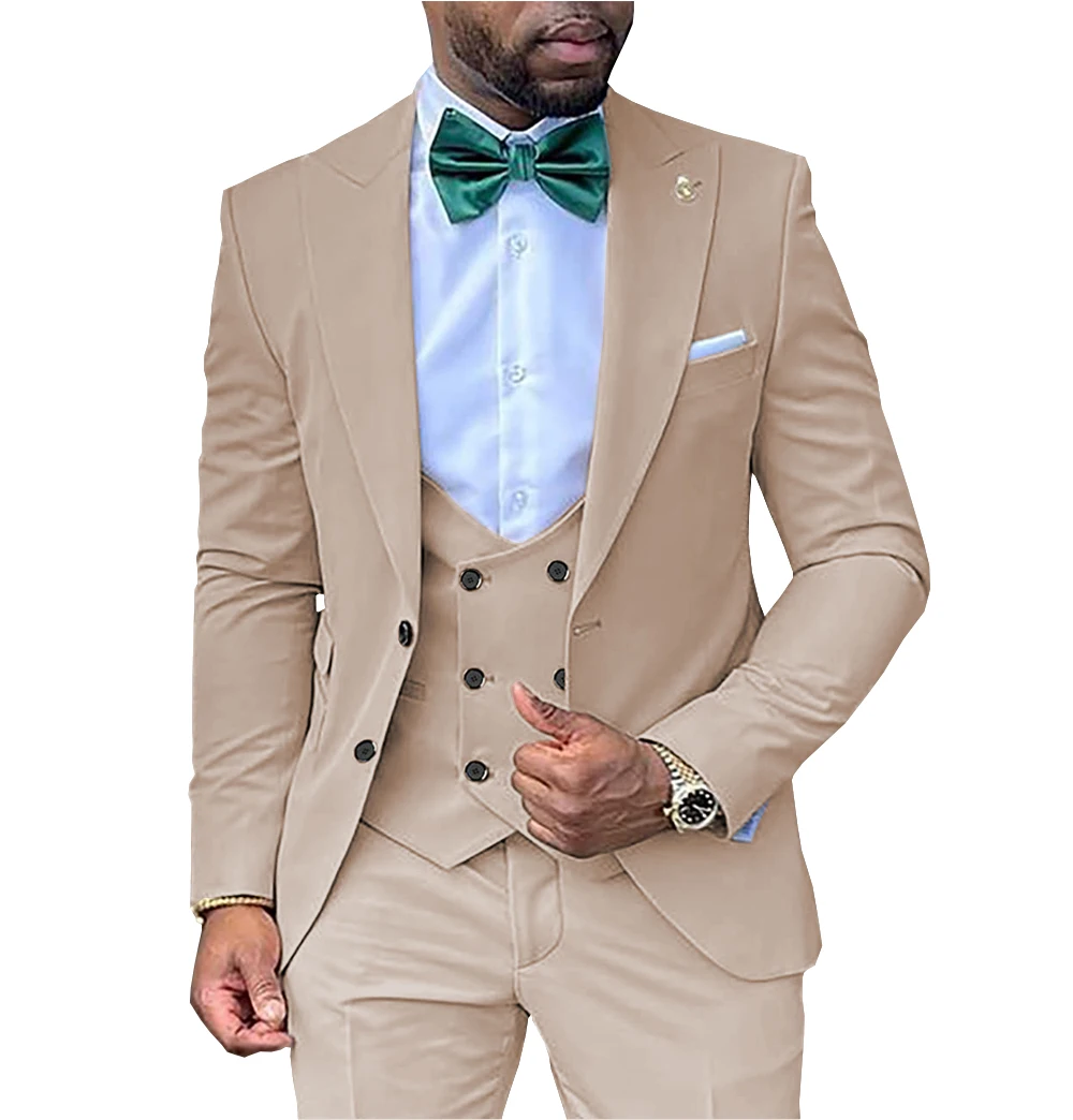 

Elegant Italian Men's Suits Prom Men Suit For Wedding Groomsmen Groom Set Terno Tailcoat 3-Piece (Jacket+Vest+Pants)