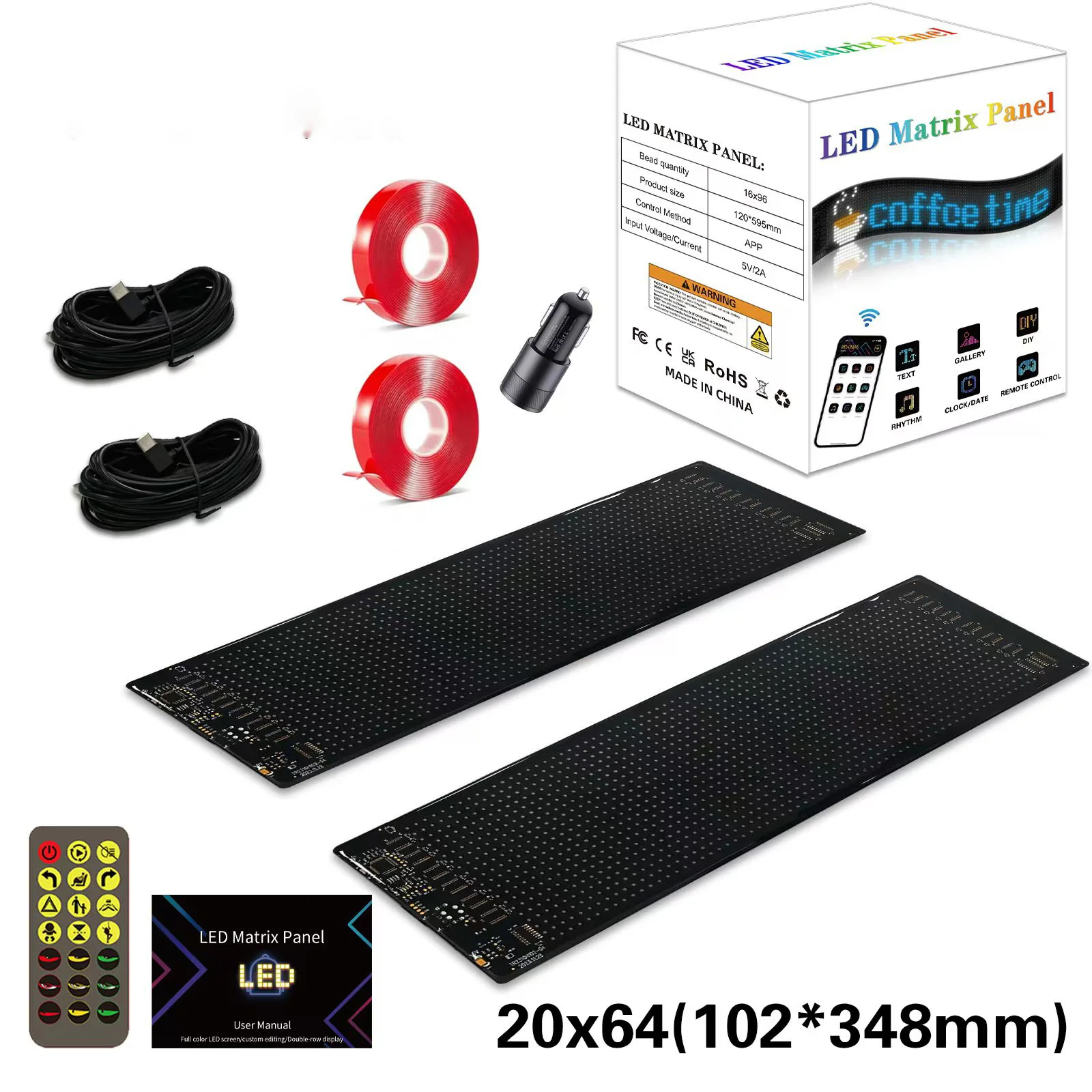 Devil Eyes Luce LED Per Parabrezza - Pannello Flessibile 133x19 Cm, Programmabile Con App E Telecomando, Per Camion E Auto - 5