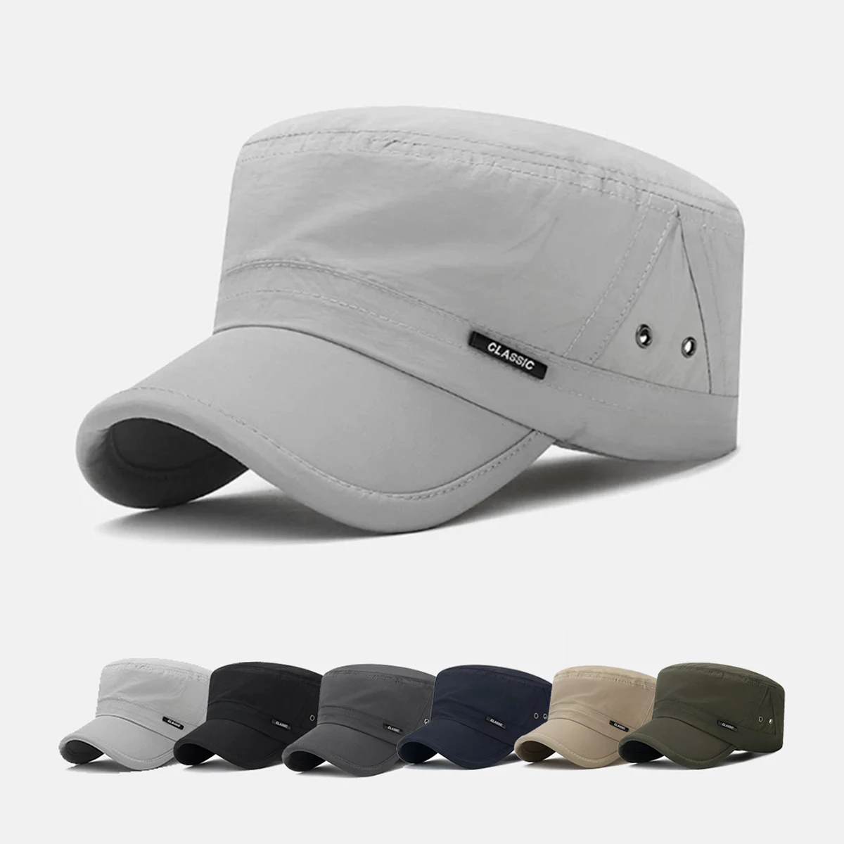 Military Hat New Men's Lightweight Breathable Hat Quick-Drying Flat Hat Sunshade Sun Protection Hat Peaked Hat Spring and Summer Casual Versatile Hiking Fishing Camping