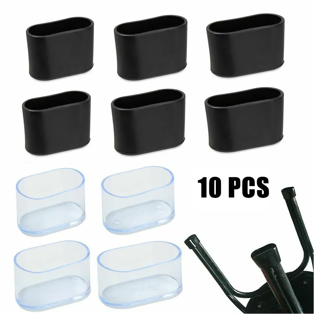 Durable Oval Chair Leg Floor Protectors - Pack of 10 Rubber Caps for Outdoor and Office Furniture