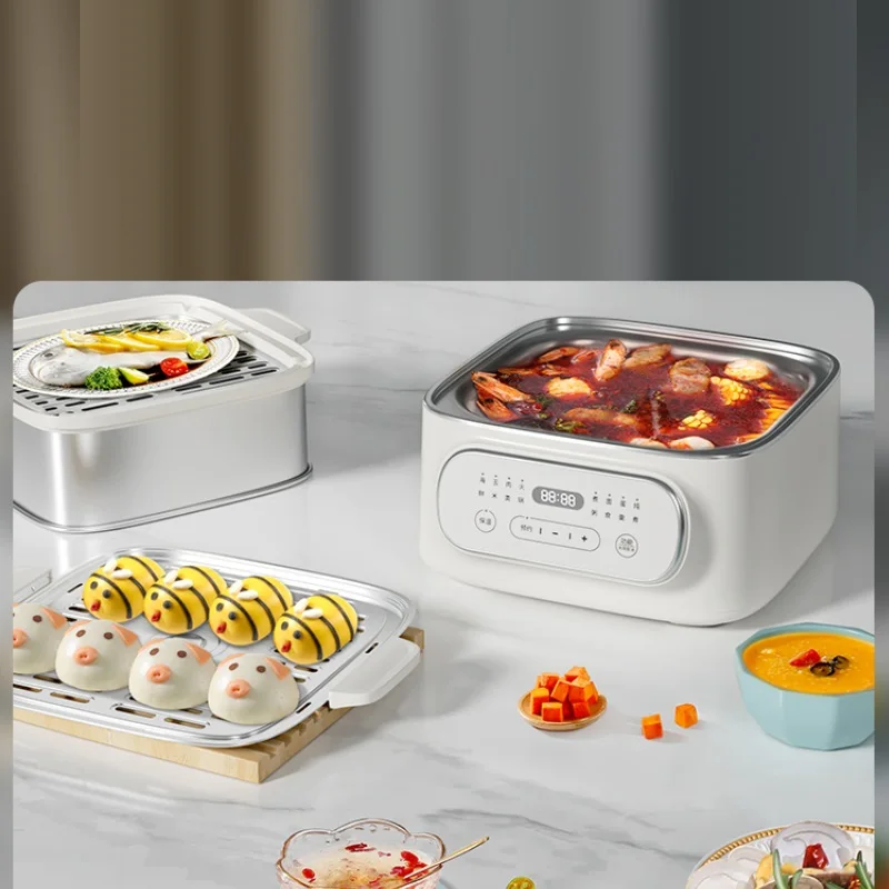 220V Electric Steam Cooker Pot Multi Cooker Household Steaming Cooking Machine With Stainless Steel Inner