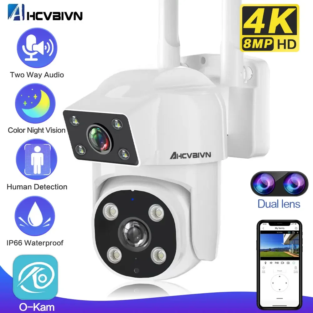 

8MP 4K PTZ Wifi Camera Dual Len Human Detect Auto Tracking Outdoor Surveillance Camera Waterproof Security Night Vision Monitor