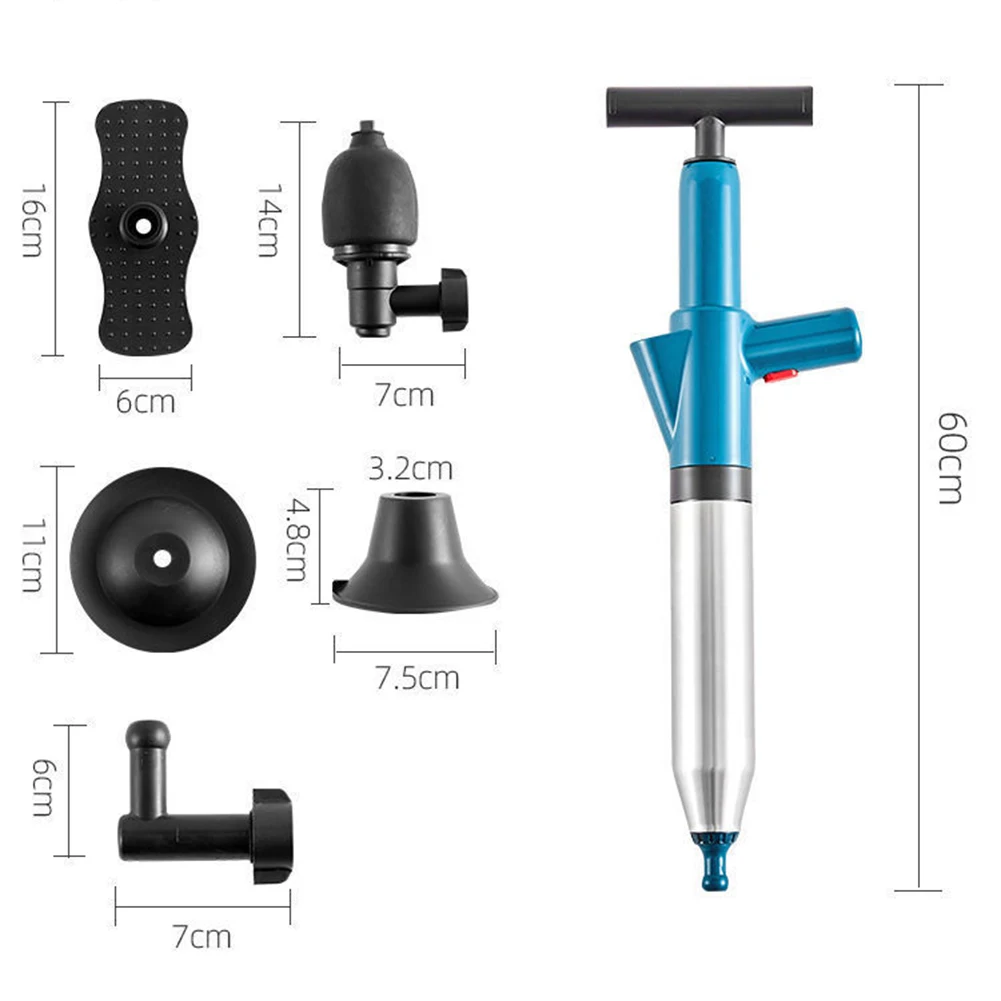 Air Power Drain Blaster Tools Stainless Steel Manual Sink Plunger Universal  High-pressure Accessories for Home Kitchen Sinks